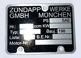 Motorblok type plaatje 198... Zundapp