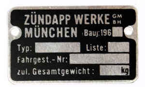Type/frame plaatje '60 Zündapp
