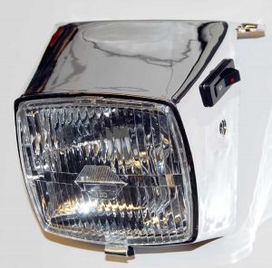Koplamp vierkant chroom Peugeot 103, MVL, Vogue