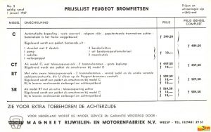 Prijslijst Peugeot 1967