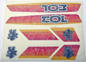 Stickerset rood Peugeot 103