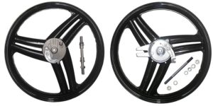 Gietwielen model Grimeca, zwart, per stel Peugeot 103 MV, MVL, Chrono etc.