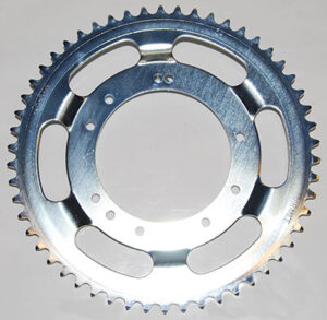 Achtertandwiel 54T, Ø98, 10 gats, 8mm hoog, gietwiel Mobylette