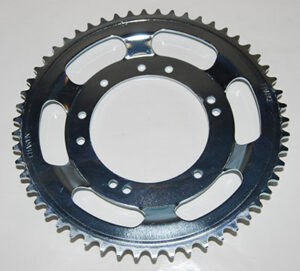 Achtertandwiel 54T, Ø98, 10 gats, 14mm hoog, gietwiel Peugeot 103